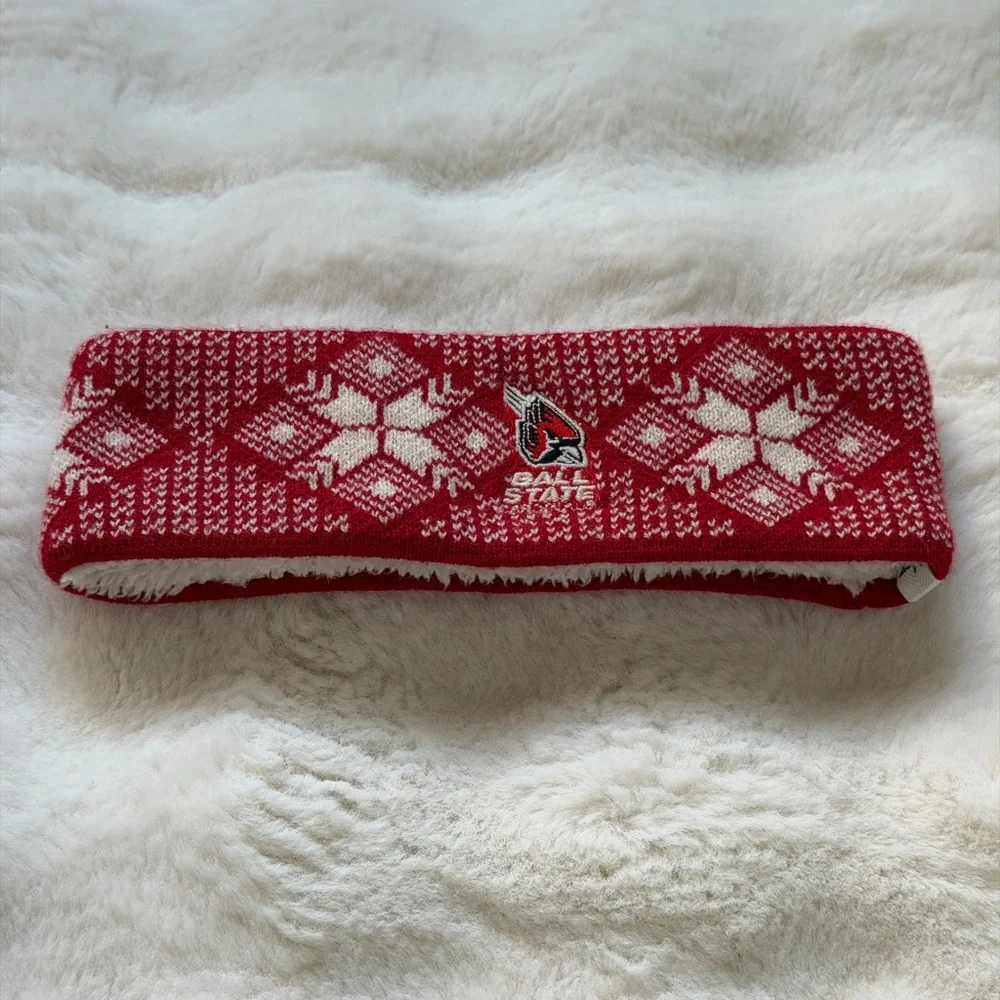 47 Brand Ball State Red and White Patterned Headband